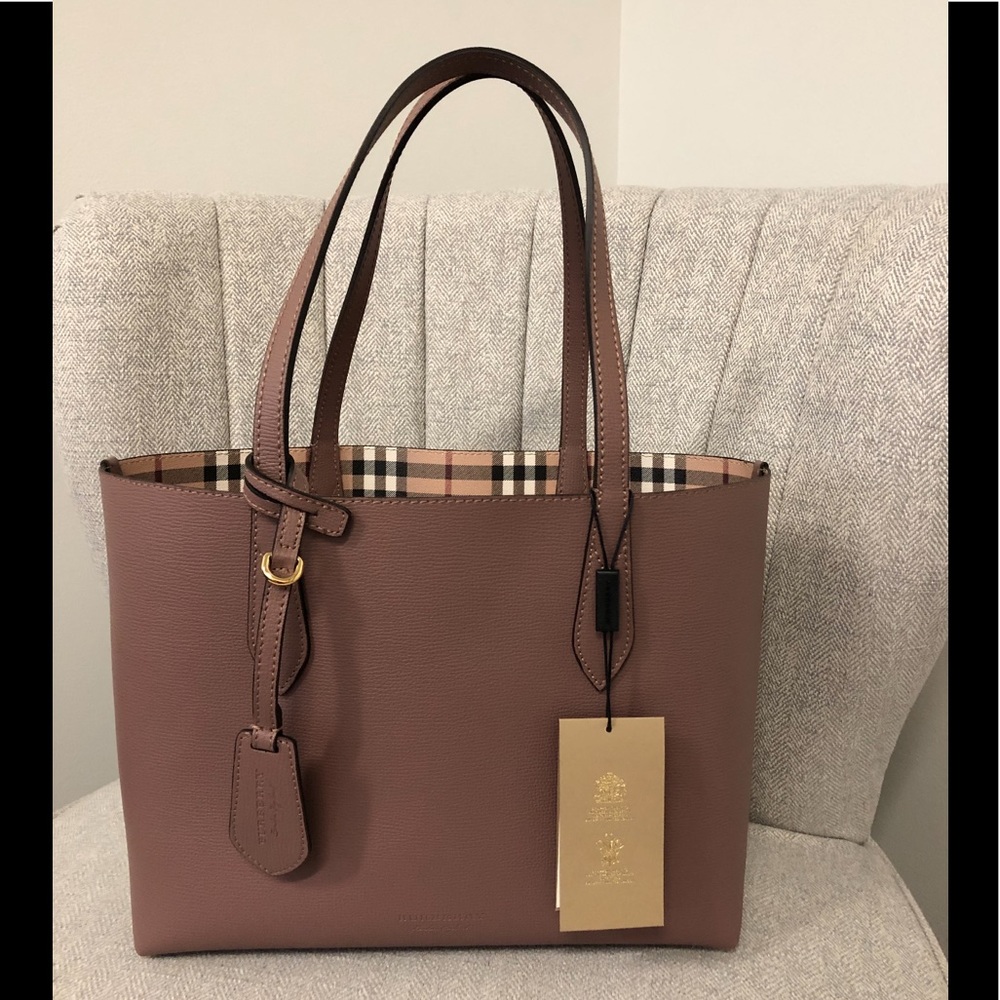 NWT Burberry Reversible Check Leather Tote Bag